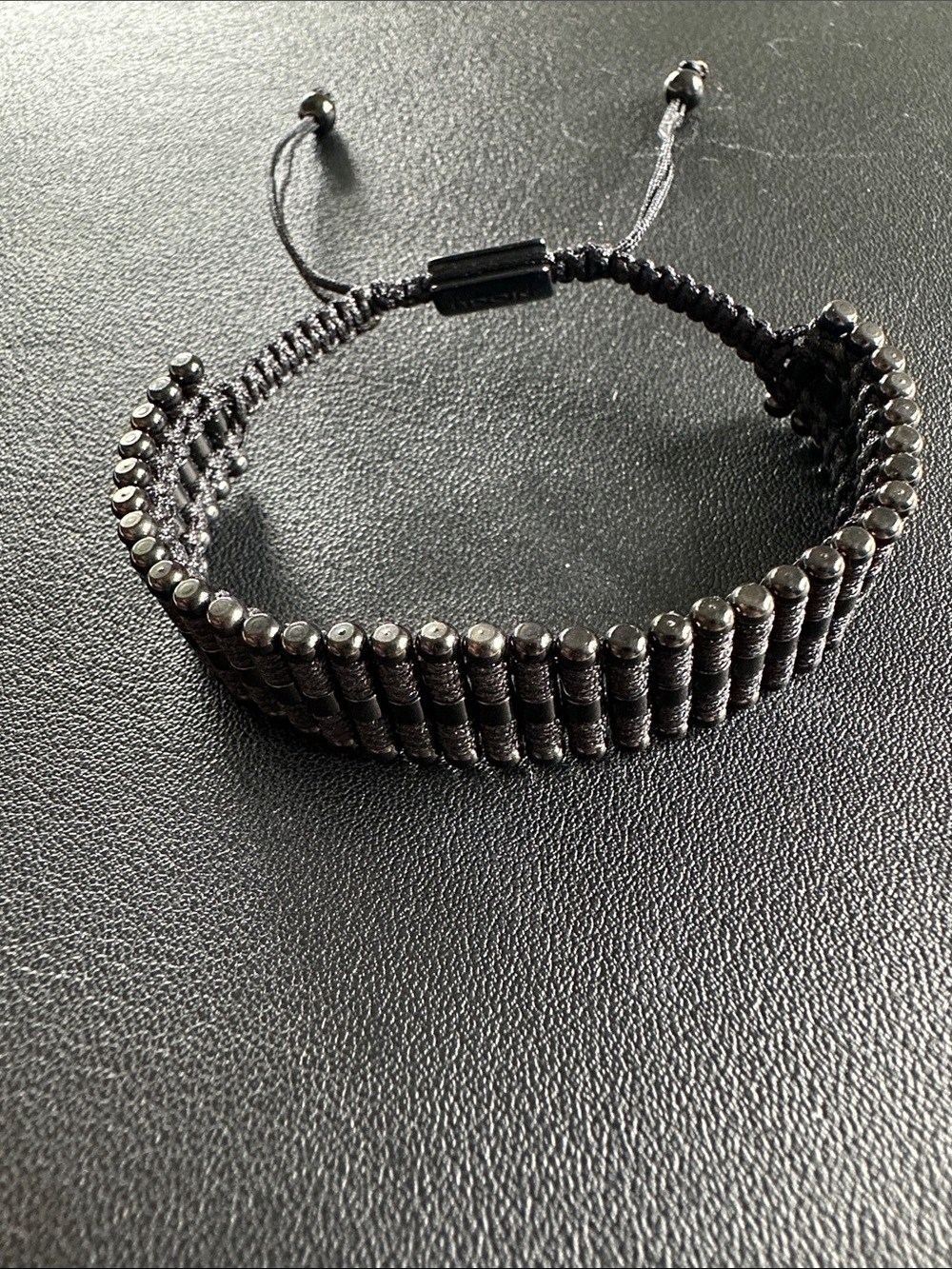 Nogu Black Beaded Macramé Adjustable Bracelet